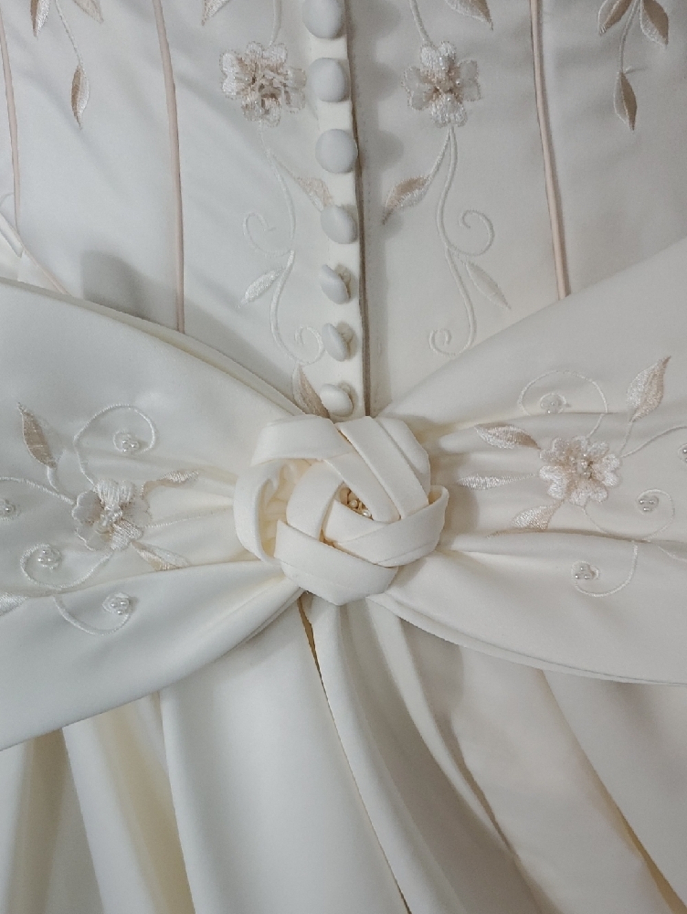 Classic White Bridal Gown with Corset Bodice and Chapel Train - Picture 16 of 16